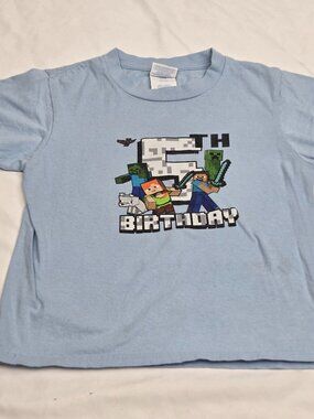 Boy's Minecraft Happy 5th Birthday Graphic T-Shirt Size XS